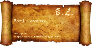 Bori Levente névjegykártya